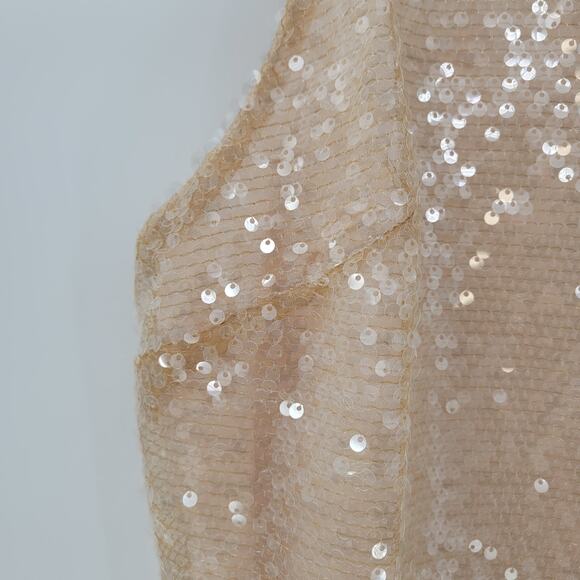 A New Day Womens Sequin Tank Top Medium Cream Sleeveless V Neck Holiday Party - Picture 6 of 12